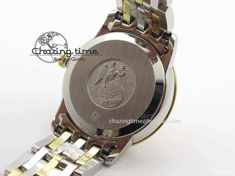 0315 OnTrend De Ville 27mm SS YG Ladies MK 1:1 Best Edition White MOP Dial Diamond Markers On SS Bracelet Ronda Quartz 8187